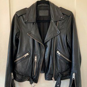 All Saints Balfern Belted Leather Jacket in Black US 6